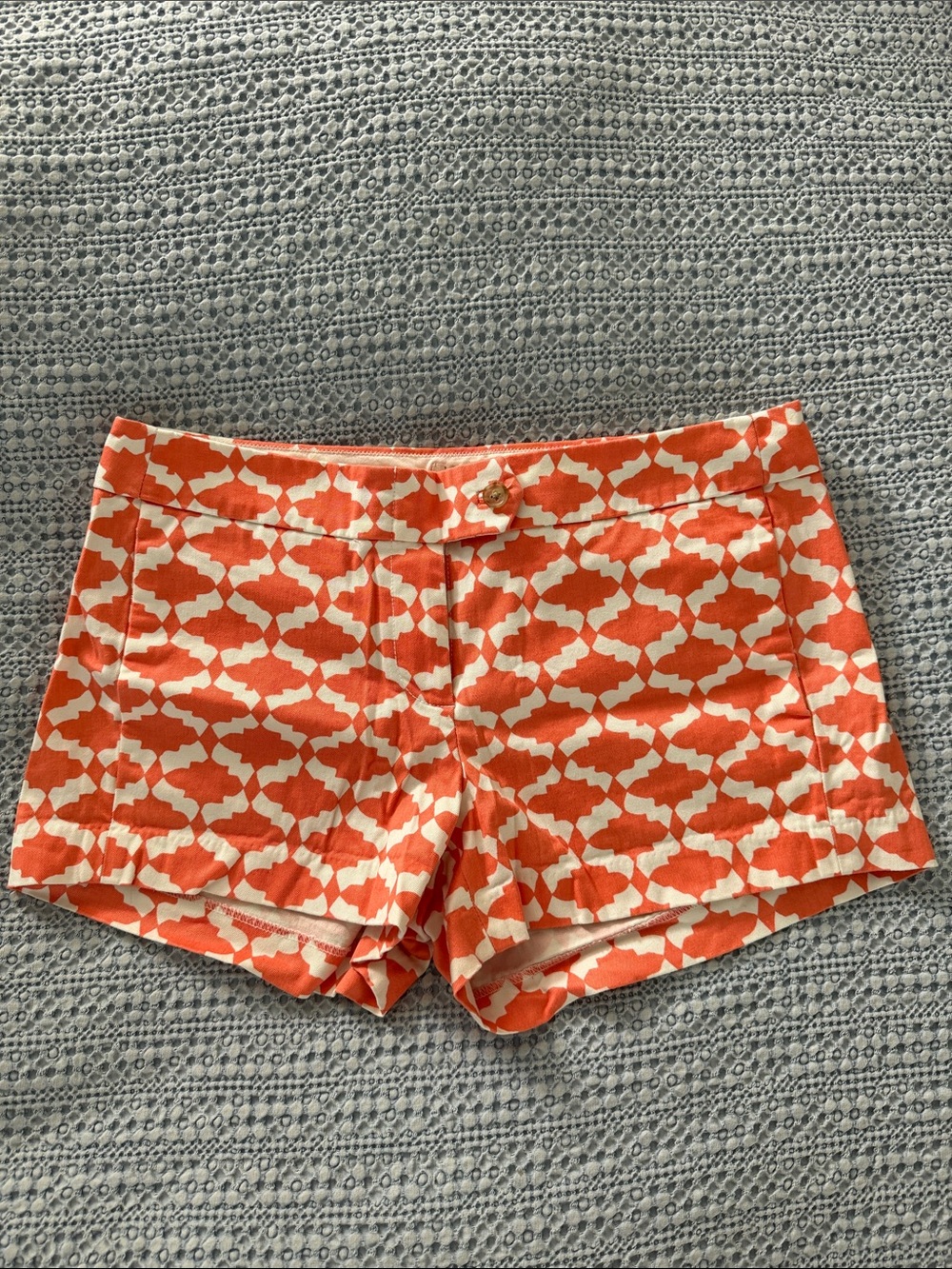 J. Crew Orange and White Geometric Bermuda Shorts